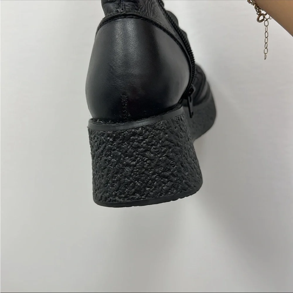 ⛔️SOLD⛔️Steve Madden Black Leather 90s Style Lace Up Platform Combat Moto Boots - Picture 7 of 10